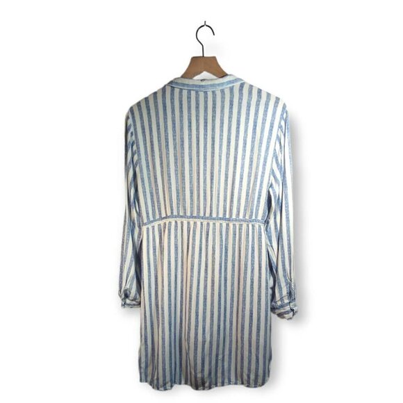 Passport Blue Striped Rayon Dress Size L - Picture 2 of 3